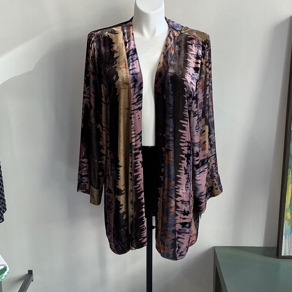 Johnny Was Multicolor Velvet Silk Lined Kimono - XL (1155)